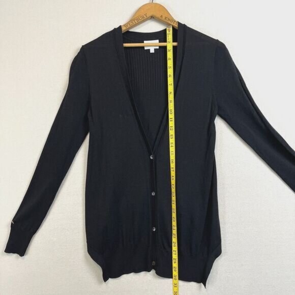 WILFRED Black Cardigan Womens Small Black Button‎ Up Deep V Slinky Stretch - Picture 9 of 9